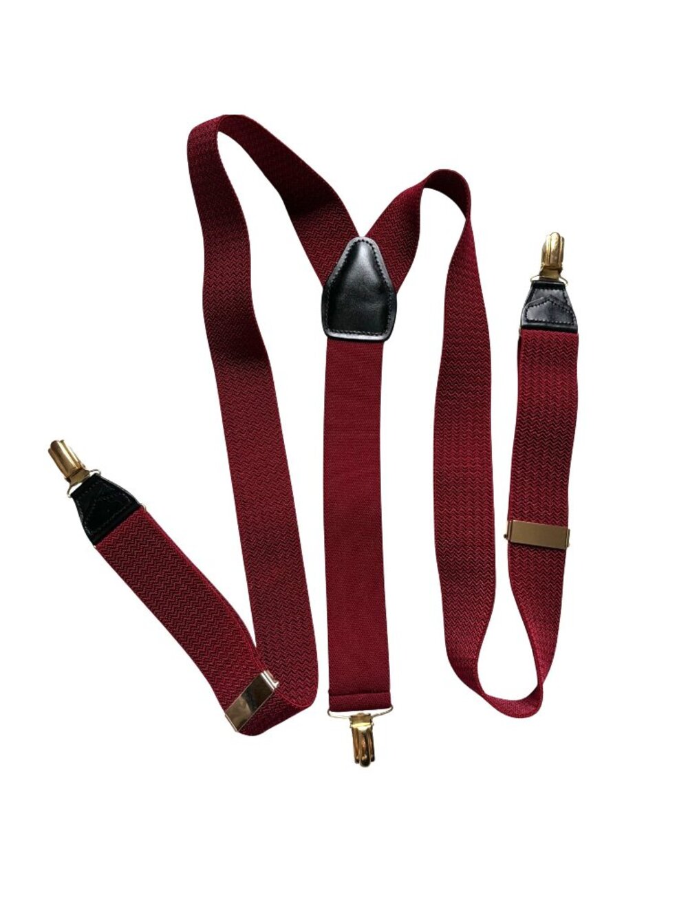 Vintage CAS Germany Red Chevron Suspenders Y Back Clip On Braces Adjustable